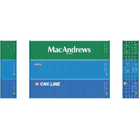 Athearn 17646 N, 40' High Cube Container, Assortment, 3 Pack - House of Trains