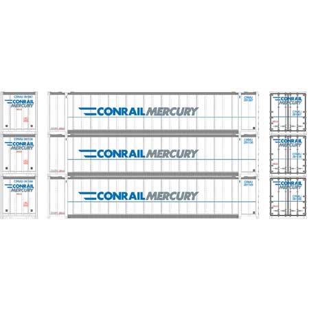 Athearn 17682 N, 48' Container, Conrail Mercury, CRMU, 3 Pack - House of Trains