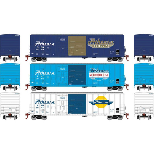 Athearn 26745 HO 50' Box Car, 3-Pack, Roundhouse, Athearn, Genesis - House of Trains
