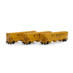 Athearn 27412 N, PS 4427 3-Bay Covered Hopper, 3-Pack, MILW - House of Trains