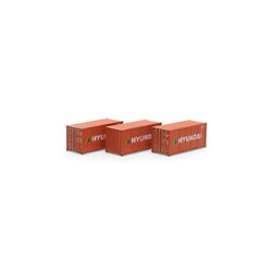 Athearn 27784 HO, 20' Corrugated Container, 3 Pack, Hyundai, HDMU - House of Trains