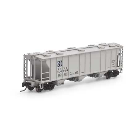 Athearn 28328 N, PS 2893 3-Bay Covered Hopper, Late Body, Santa Fe, ATSF, 300739 - House of Trains