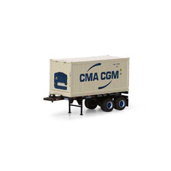 Athearn 28889 HO, 20' Reefer Container with Chassis, CMA/CGM, CGMU, 301000 - House of Trains