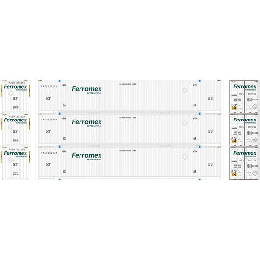 Athearn 29365 HO, 53' Jindo Container, 3 Pack, Ferromex Intermodal, FXEU - House of Trains
