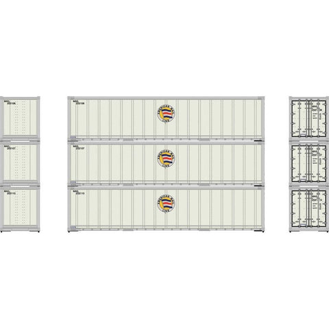 Athearn 63387 HO, 40' Smooth Side Container, MAIL 3-pack - House of Trains