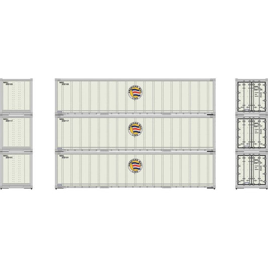 Athearn 63388 HO, 40' Smooth Side Container, MAIL 3-pack - House of Trains
