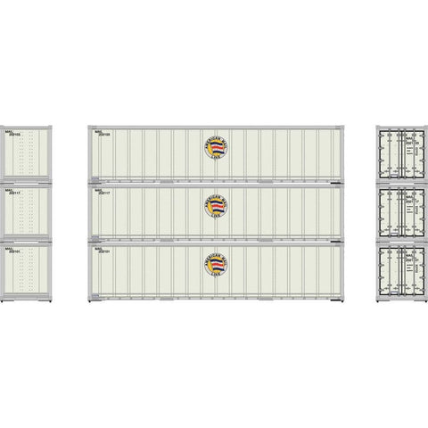 Athearn 63388 HO, 40' Smooth Side Container, MAIL 3-pack - House of Trains