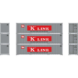 Athearn 63393 HO, 40' Smooth Side Container, K Line 3-pack - House of Trains