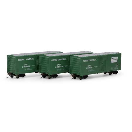 Athearn 67753 HO, 40' Box Car, Modernized, 3-Pack, Penn Central - House of Trains