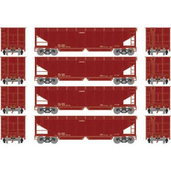 Athearn 7092 HO, 40' Offset Ballast Hopper, with Load, 4-Pack, Data Only, Brown, No Number - House of Trains