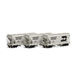 Athearn 81061 HO, ACF 2970 2-Bay Covered Hopper, 3-Pack, Burlington Northern, BN - House of Trains