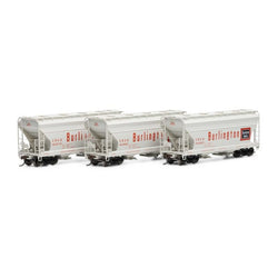 Athearn 81064 HO, ACF 2970 2-Bay Covered Hopper, 3-Pack, Chicago, Burlington and Quincy - House of Trains