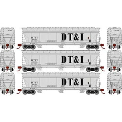 Athearn 8496 N, ACF 4600cf 3 Bay Covered Hopper, 3 Pack, Detroit Toledo and Ironton - House of Trains