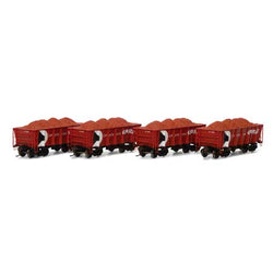 Athearn 97948 HO, 26' Low Side Ore Car, Ore Load Included, 4-Pack, Canadian Pacific - House of Trains