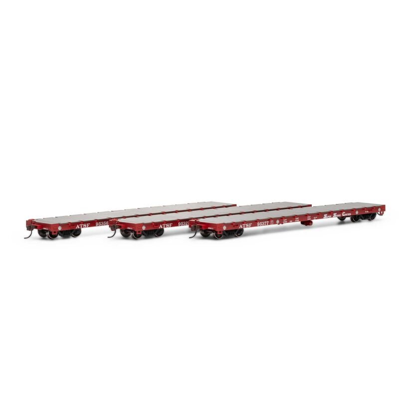 Athearn 98080 HO, 60' Flat Car, 3-pack, Santa Fe - House of Trains