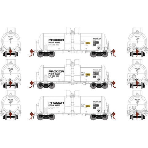 Athearn Genesis 25762 HO, UTC 13K Acid Tank Car, 3 Pack, PROX - House of Trains