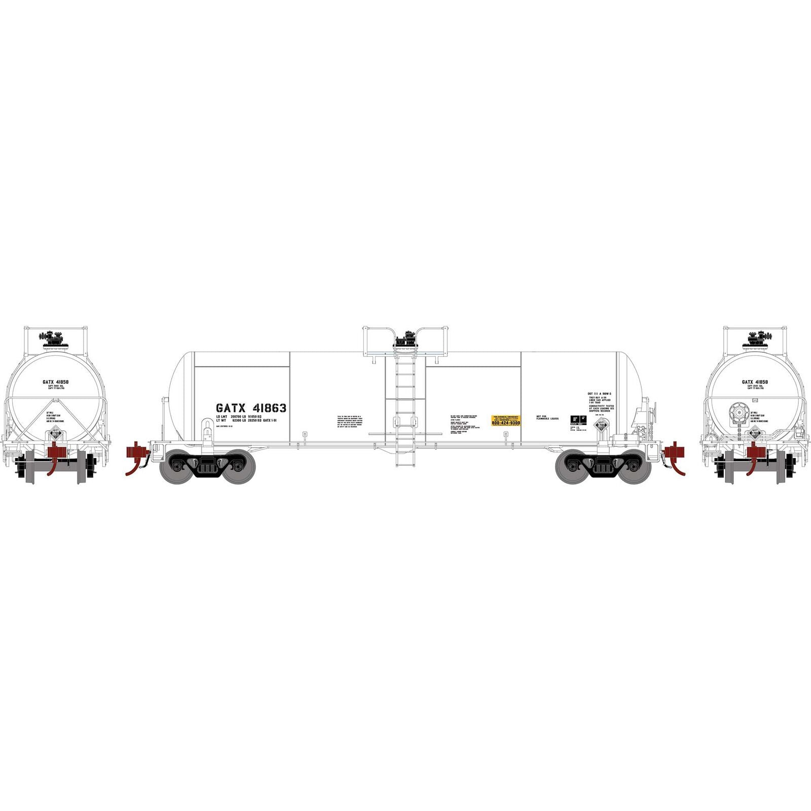 Athearn Genesis 38000 HO, GATC 20K Tank Car, Occidental GATX, White, 41863 - House of Trains