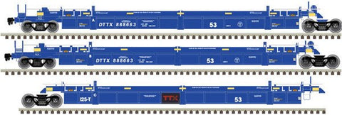 Atlas 20 006 625 HO, 53' Articulated Well Car, 3-Unit, DTTX, 888663 - House of Trains