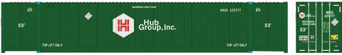 Atlas 20 006 673 HO Jindo 53' Corrugated Container, 3-Pack, HUB Group - House of Trains