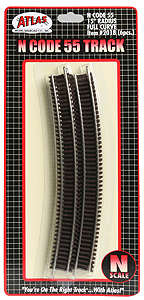 Atlas 2018 N Code 55 15" Rad Curve (6), 16 sections make 30" circle - House of Trains