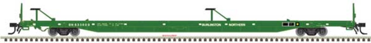 Atlas 50 004 434 N, ACF 89' 4" Flat Car, Mid/End Hitches, Burlington Northern, BN, 635609 - House of Trains