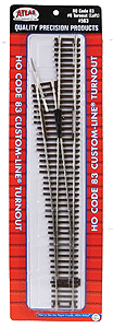 Atlas 563 HO, Code 83, 6, Custom Left Hand Turnout - House of Trains