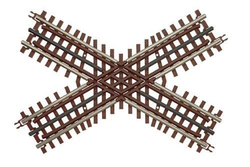 Atlas #6083 3-Rail O Scale 60 deg Crossing, Brown Wood Ties - House of Trains