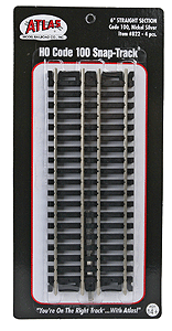 Atlas 822 HO, Code 100, 6" Straight, 4 Pieces - House of Trains