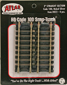 Atlas 823 HO, Code 100, 3" Straight, 4 Pieces - House of Trains
