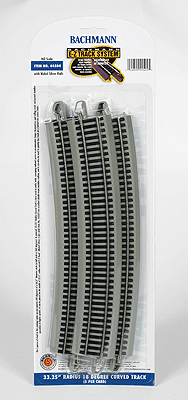 Bachmann 44504 HO Nickel Silver E-Z Track 33.25" Radius Curve, 18 Degrees (5 Pieces, 1/4 Circle) - House of Trains