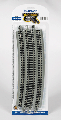 Bachmann 44507 HO Nickel Silver E-Z Track 35.5" Radius Curve, 18 Degrees (5 Pieces, 1/4 Circle) - House of Trains