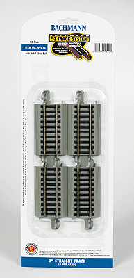 Bachmann 44512 HO Nickel Silver E-Z Track 3" Straight (4 Pieces) - House of Trains