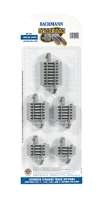 Bachmann 44592 HO Nickel Silver E-Z Track Straight Assortment (2each .75", 1", 1.25" 1.5", 2") - House of Trains