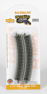 Bachmann 44801 N Nickel Silver E-Z track 11-1/4" Radius Curve (6 Pieces, 1/2 Circle) - House of Trains