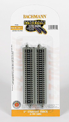 Bachmann 44811 N Nickel Silver E-Z Track 5" Straight (6 Pieces) - House of Trains