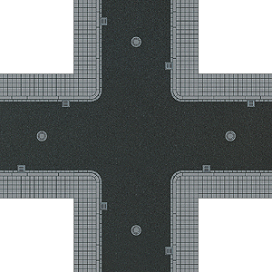 Busch 1104 HO Flexible Asphalt Intersection Crossing with Sidewalks, Sheet, 9.75" x 9.75" - House of Trains