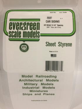 Evergreen 2037 Car Siding, .037 Spacing, .020 Thick, 1 Piece - House of Trains