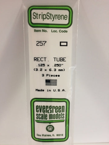 Evergreen 257 Tubes, .125" x .250" (3.2 x 6.3 mm) (3 Pieces) - House of Trains