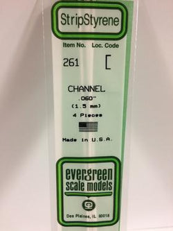Evergreen 261 Channel, .060" (1.5 mm) (4 Pieces) - House of Trains