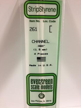 Evergreen 261 Channel, .060" (1.5 mm) (4 Pieces) - House of Trains