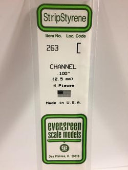Evergreen 263 Channel, .100" (2.5 mm) (4 Pieces) - House of Trains