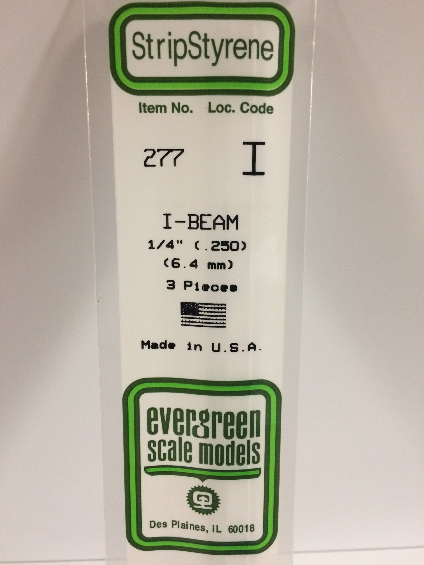Evergreen 277 I-Beam, .250", 6.3mm, 3 Pieces - House of Trains