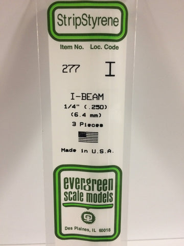 Evergreen 277 I-Beam, .250", 6.3mm, 3 Pieces - House of Trains