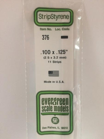 Evergreen 376 Strips, .100" x .125", 2.5 x 3.2 mm, 11 Pieces - House of Trains
