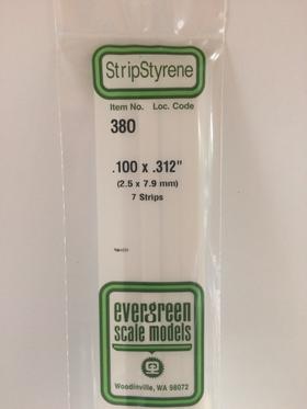 Evergreen 380 Strips, .100" x .312", 2.5 x 7.9 mm, 7 Pieces - House of Trains