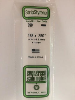 Evergreen 399 Strips, .188" x .250", 4.8 x 6.3 mm, 6 Pieces - House of Trains