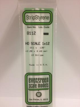 Evergreen 8112 Strips, .011" x .135" (0.28 mm x 3.43 mm) (10 Pieces) - House of Trains