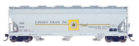 Intermountain 47090-06 HO, ACF 4650 Cubic Foot 3 Bay Hopper, Lincoln Grain Inc, LGIX, 1087 - House of Trains