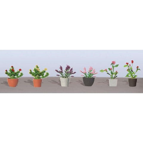 JTT Scenery Products 95566 O, Assorted Potted Plants, Style 1, 1" tall, 6 pieces per package - House of Trains