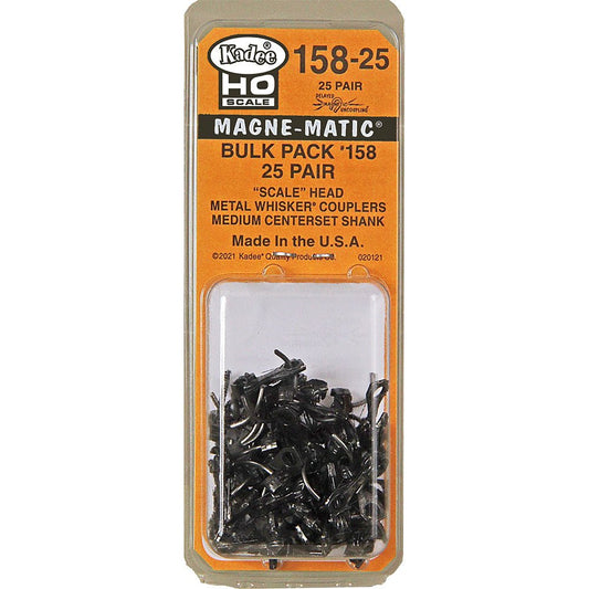 Kadee 158-25 Scale Head Whisker Coupler, 9/32" (medium) Centerset (25 Pair) - House of Trains